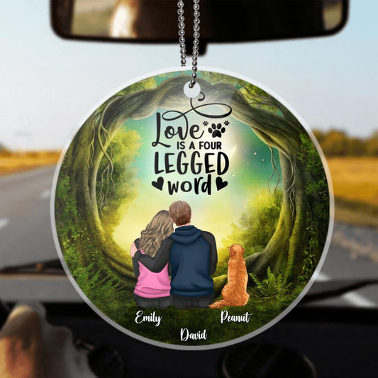 Personalized Couple And Dogs Ornament - Couple With Up to 5 Dogs - Gift Idea For Couple/Dog Lover - Life Is Better With A Dog