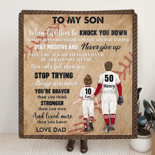 Personalized To My Son/Daughter Quilt/Fleece Throw Blanket - Gift Idea For Son/Daughter - Stay Positive And Never Give Up