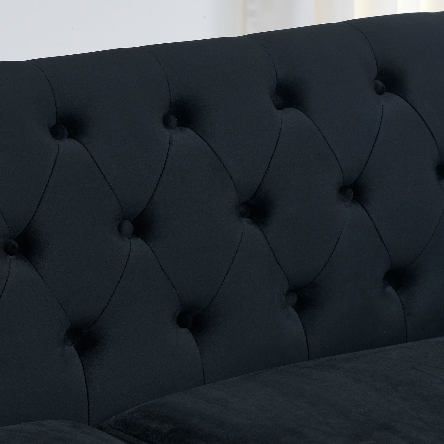 Modern Chesterfield Sofa With Tufted Backrest For Living Room
