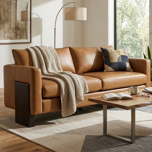 Modern Sofa Couch Stylish 3-Seater Sofa with Rubberwood Legs