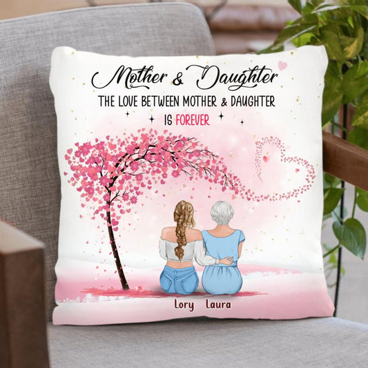 Personalized Mom And Daughter Pillow Cover/Quilt/Fleece Throw Blanket - Mother's Day Gift Idea - Up to 4 Daughters - The Love Between Mother & Daughter Is Forever
