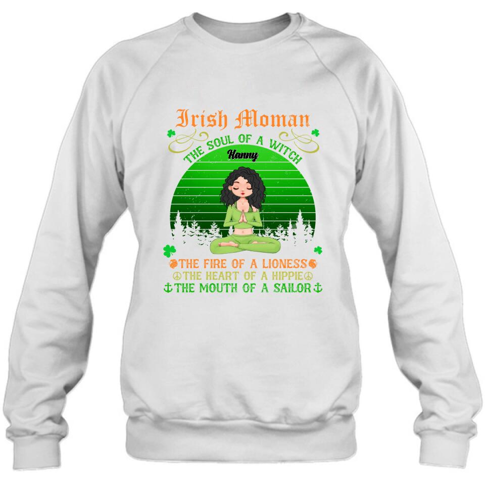 Personalized Irish Girl Yoga Shirt - Gift Idea For St Patrick's Day - Irish Woman The Soul Of A Witch