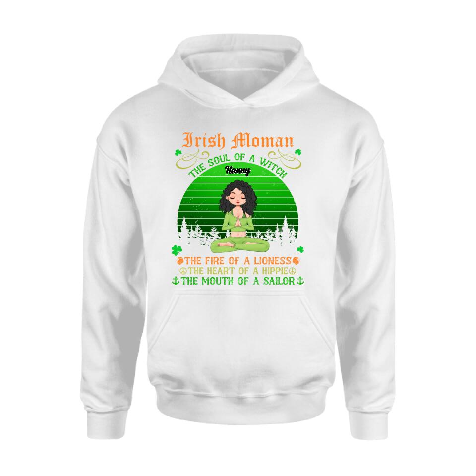 Personalized Irish Girl Yoga Shirt - Gift Idea For St Patrick's Day - Irish Woman The Soul Of A Witch