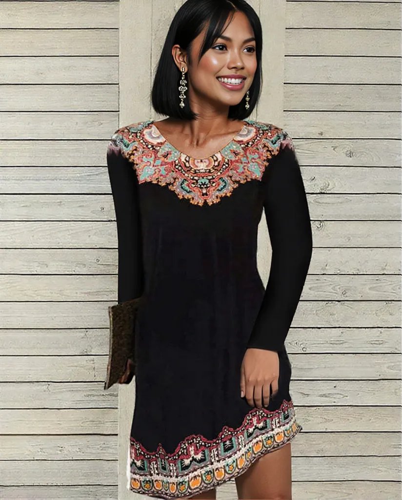 New Sexy Autumn fall Winter exotic  floral design Dress for Women 7 different colors
