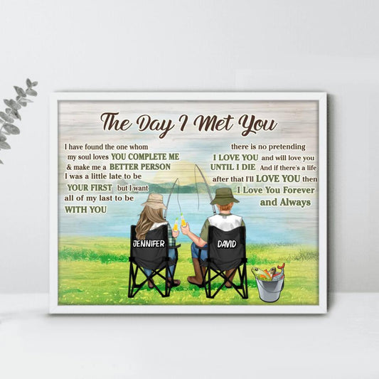 Personalized Fishing Couple Horizontal Poster - Gift Idea For Couple/Fishing Lovers - The Day I Met You