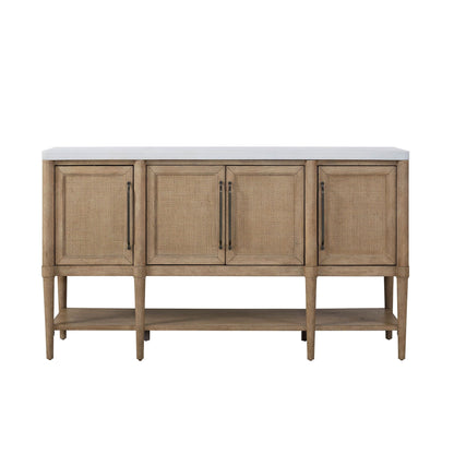 Cement Topped Server With Cane Insets - Sand