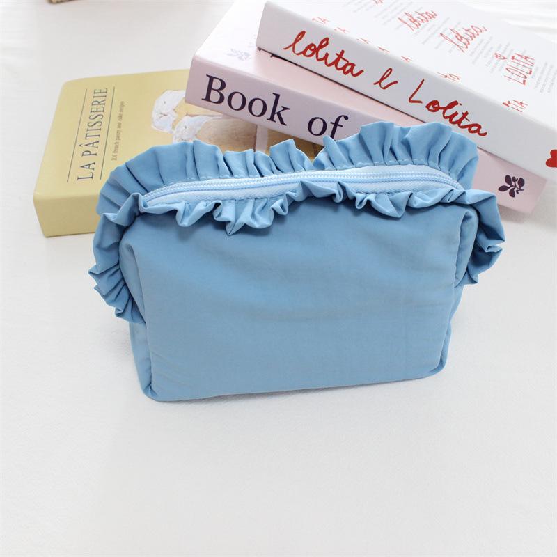 Korean-style Ruffled Makeup Bag Simple Nylon Waterproof Storage Pouch