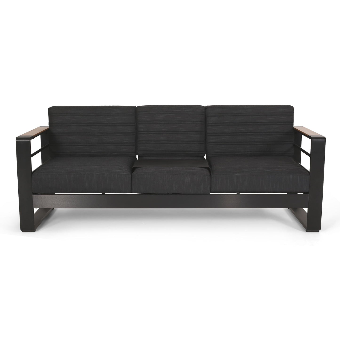 Giovanna 3-Seater Sofa with Aluminum Frame and Water-Repellent Cushions - Black