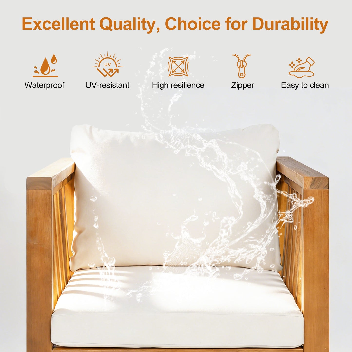 Outdoor Acacia Wood Club Chair with Modern Square Arms