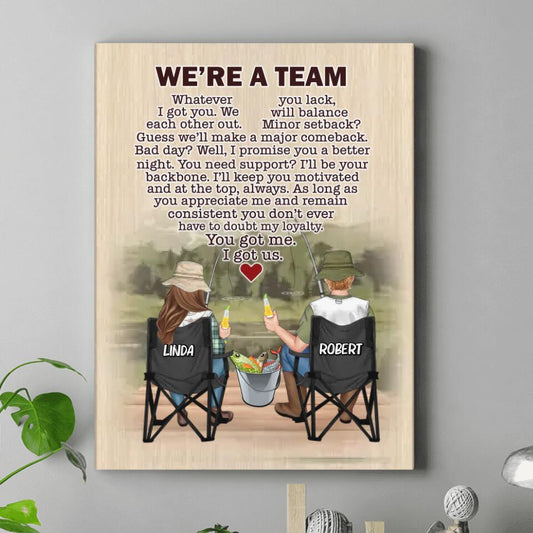 Personalized Fishing Couple Vertical Canvas - Gift Idea For Couple/Fishing Lovers - We're A Team