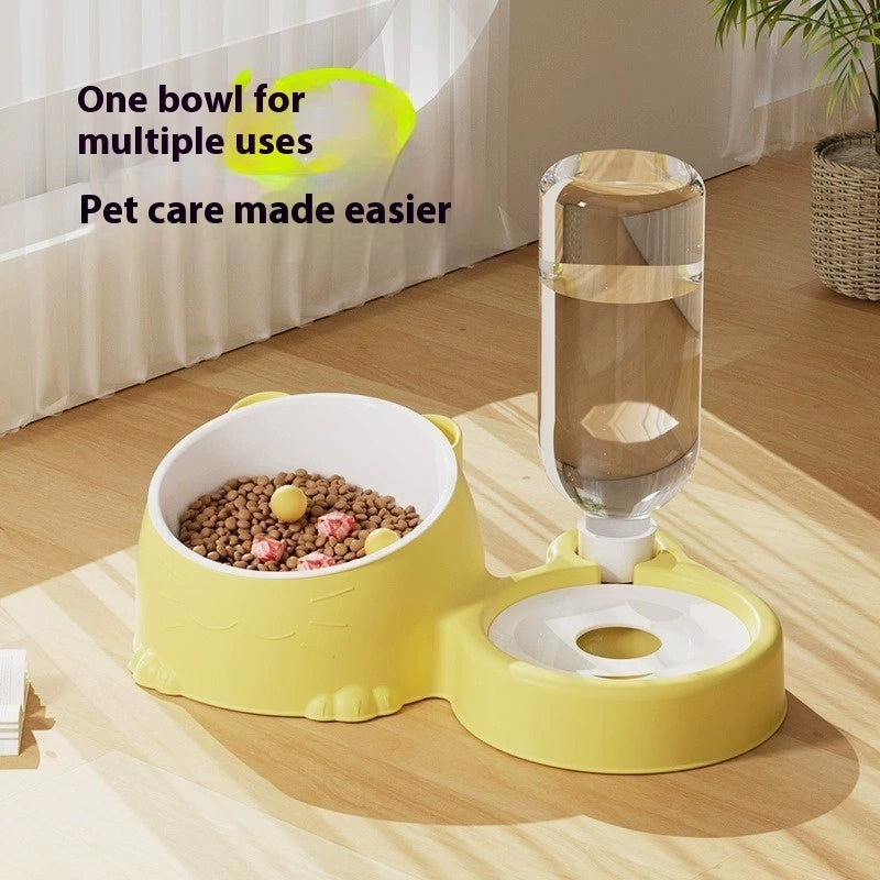 Double Bowl Automatic Drinking Pet Basin Stainless Steel Ceramic