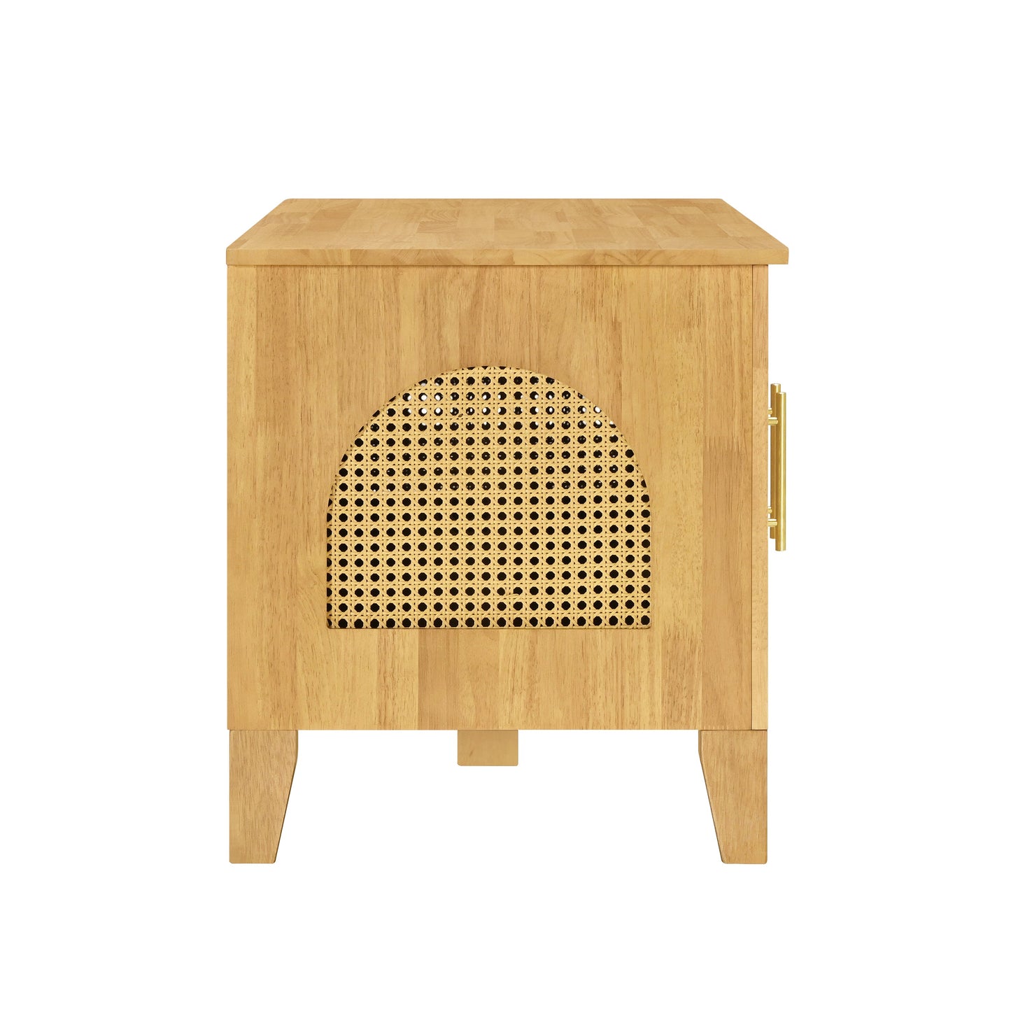 Lars Indoor Rattan Decorated Rubber Wood Dog Crate Cabinet
