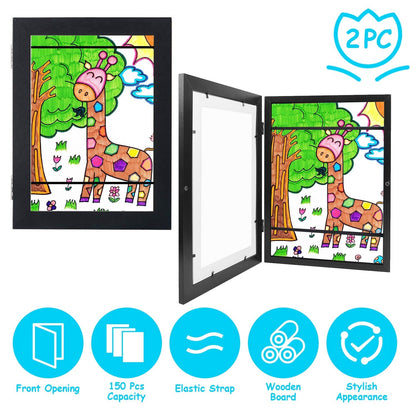 12.99x9.52in Kids Art Frame Front Opening Wooden Frame Artwork Display Storage Frame A4 Picture Frame Wall Display for Photo Art Projects Picture Chil