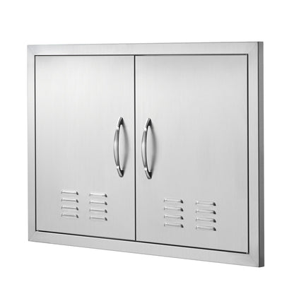 BBQ Access Door, 30W x 21H Inch Double Stainless Steel Outdoor Kitchen Door