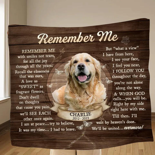 Personalized Memorial Fleece Throw Blanket/Quilt - Upload Photo - Memorial Gift Idea - Remember Me