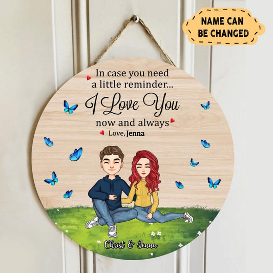 Personalized Couple Round Wooden Sign - I Love You Now and Always - Gift Idea For Couple/ Valentines/ Husband/ Wife - Mother's Day Gift For Wife From Husband