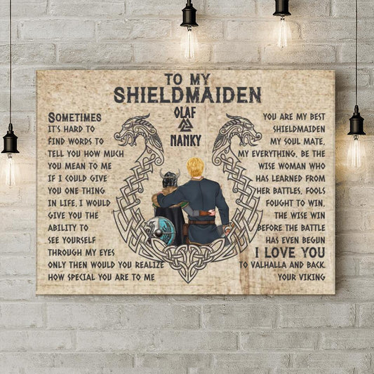 Personalized To My Shieldmaiden Canvas - Gift Idea For Shieldmaiden/Wife From Husband - You Are My Best Shieldmaiden
