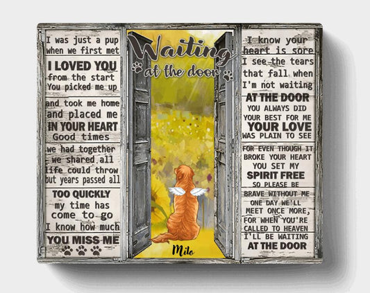 Custom Personalized Dog Loss Canvas - Upto 3 Dogs - Best Gift For Dog Lover - Waiting At The Door