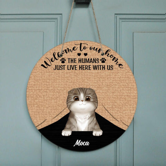 Personalized Pet Circle Door Sign - Gift for Dog Lovers Cat Lovers - Up to 5 Pets - Welcome to our home