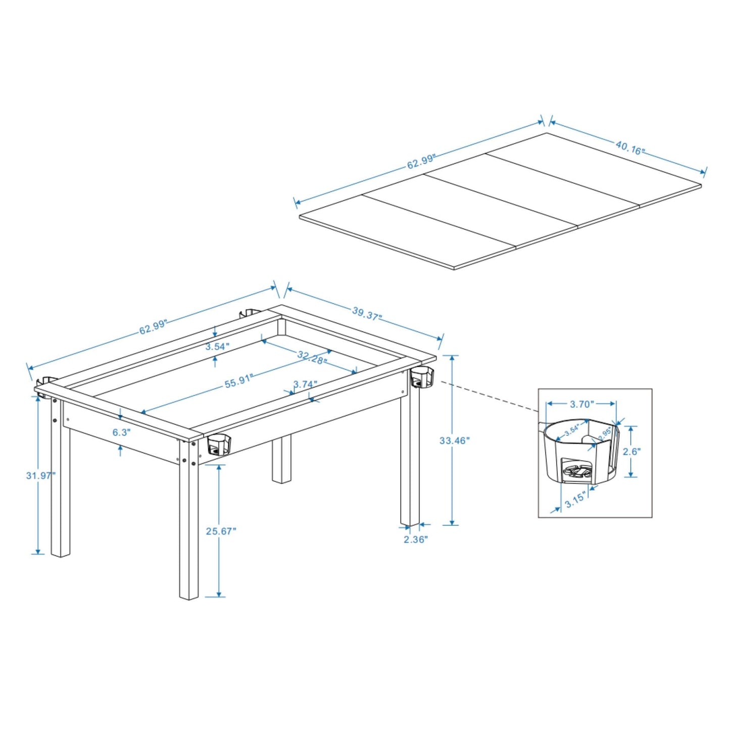 [63X40-Inch] Premium 2-In-1 Multifunctional Board Game Table For 4–6 Players (SAK84513)