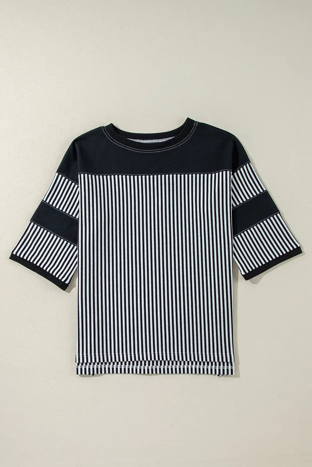 Women's Tee Shirt Women's Tee - Striped Patchwork - Casual Spring