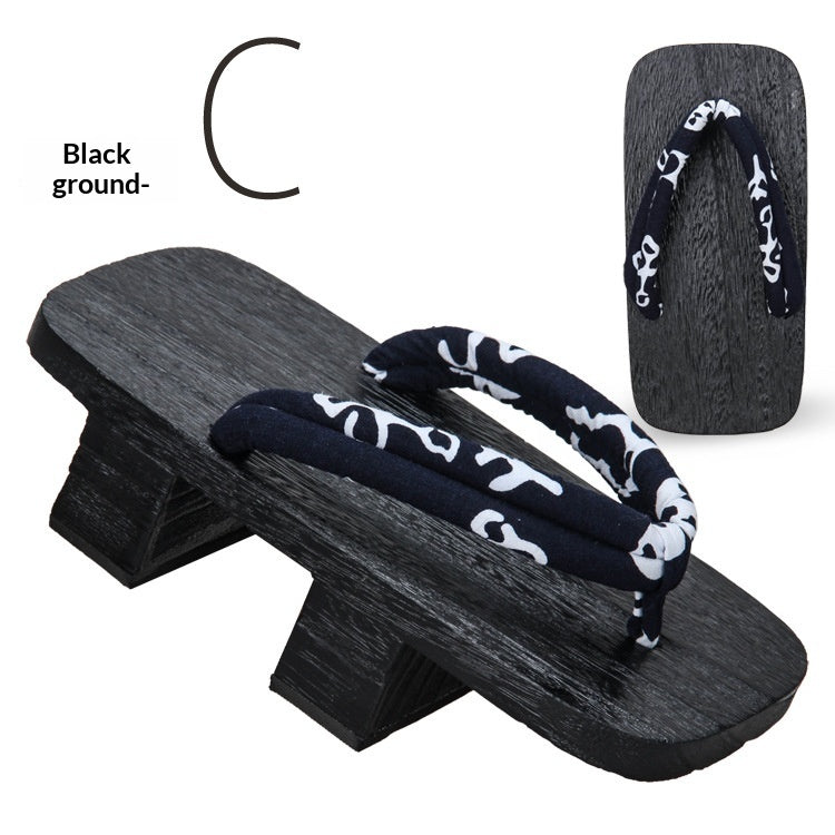 5.5cm-heeled Solid-wood Mens Flip-flops
