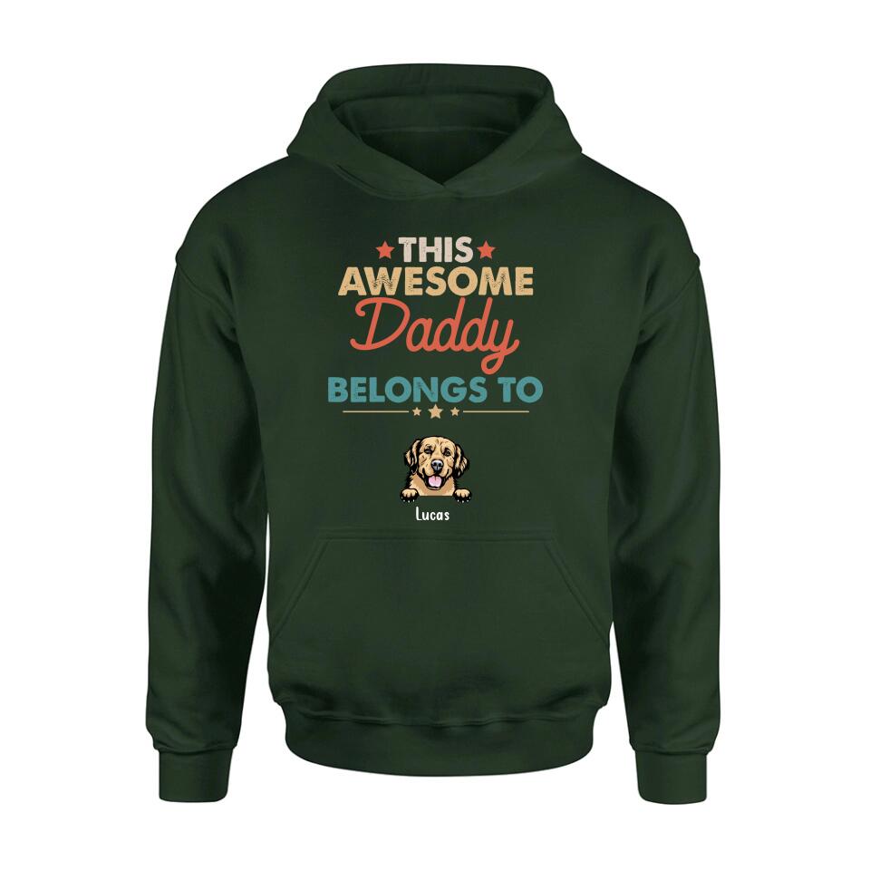 Personalized Family Dog Shirt - Up to 6 Dogs - Gift Idea For Dog Lover/Father's Day/Mother's Day - This Awesome Daddy Belongs To