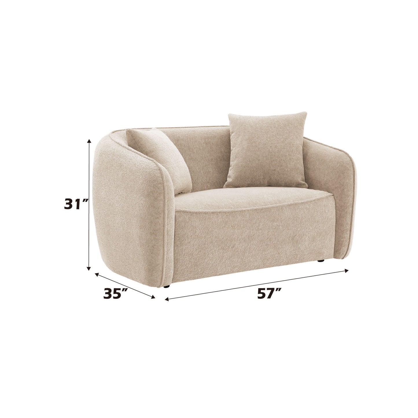 Keith Loveseat With 2 Matching Color Toss Pillows