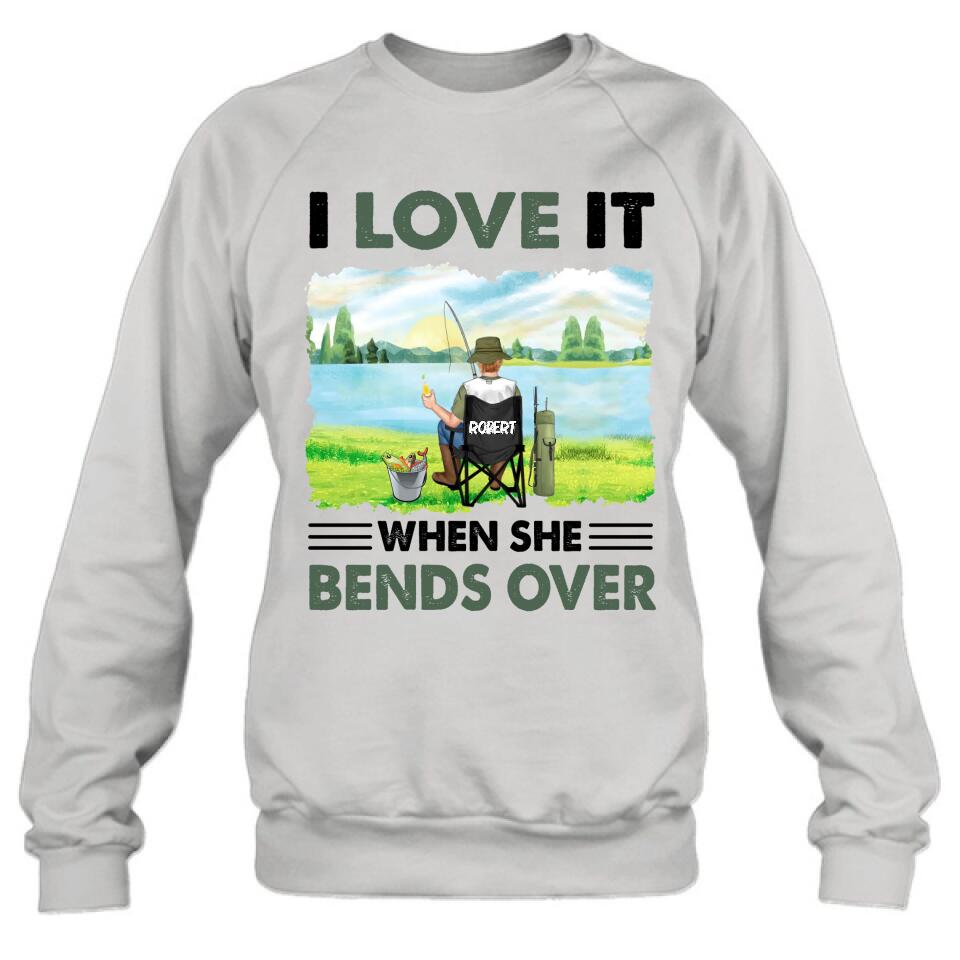 Personalized Fishing Shirt - Gift Idea For Couple/Fishing Lovers/Mother's Day/Father's Day - I Love It When She Bends Over