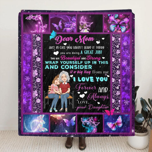 Personalized Mom & Daughter Quilt/Fleece Throw Blanket - Gift Idea For Mother's Day From Daughter - I Love You Forever And Always