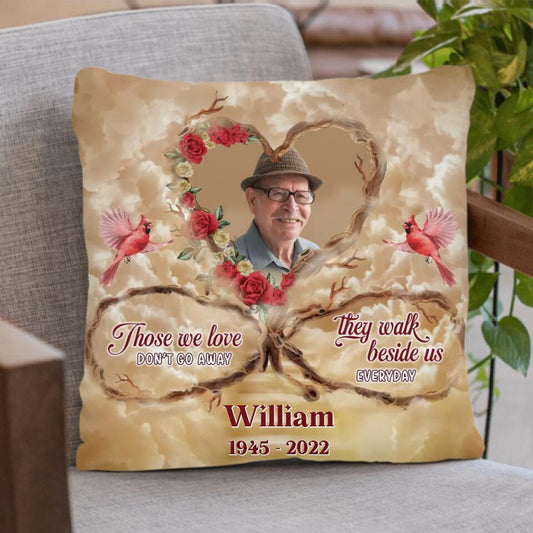 Personalized Memorial Photo Fleece Throw Blanket/Quilt/Pillow Cover - Memorial Gift For Mother's Day/Father's Day - Those We Love Don't Go Away They Walk Beside Us Everyday