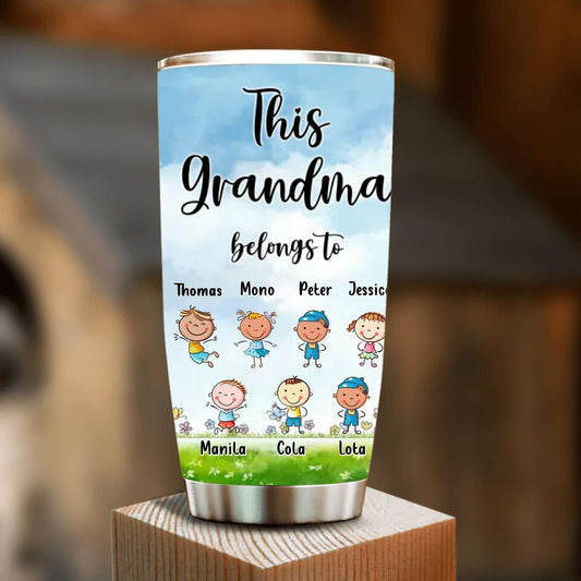 Personalized Grandma Tumbler - Up to 7 Kids - Mother's Day Gift For Grandma - This Grandma Belongs To