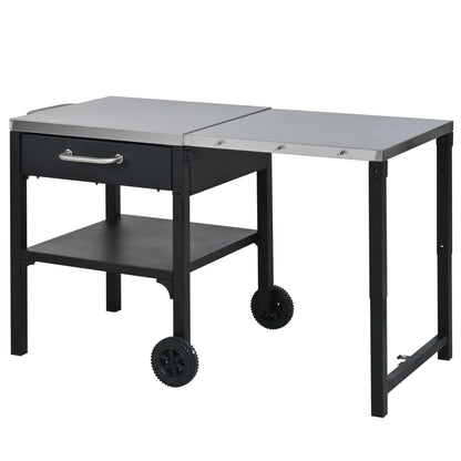 Foldable Outdoor Kitchen Cart With Storage For Patio