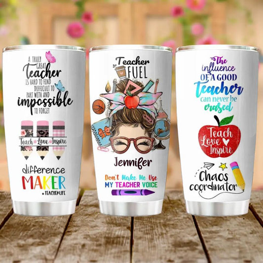 Custom Personalized Teacher Tumbler - Best Gift Idea For Teacher/ Birthday - The Influence Of A Good Teacher Can Never Be Erased