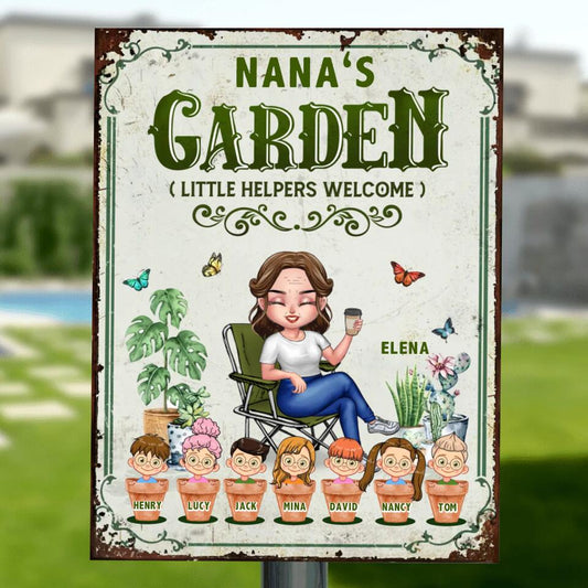Personalized Grandma's Garden - Metal Sign Gift Idea For Grandma/Mother's Day Gift - Up to 7 Kids - Life Is Better With My Kids In The Garden