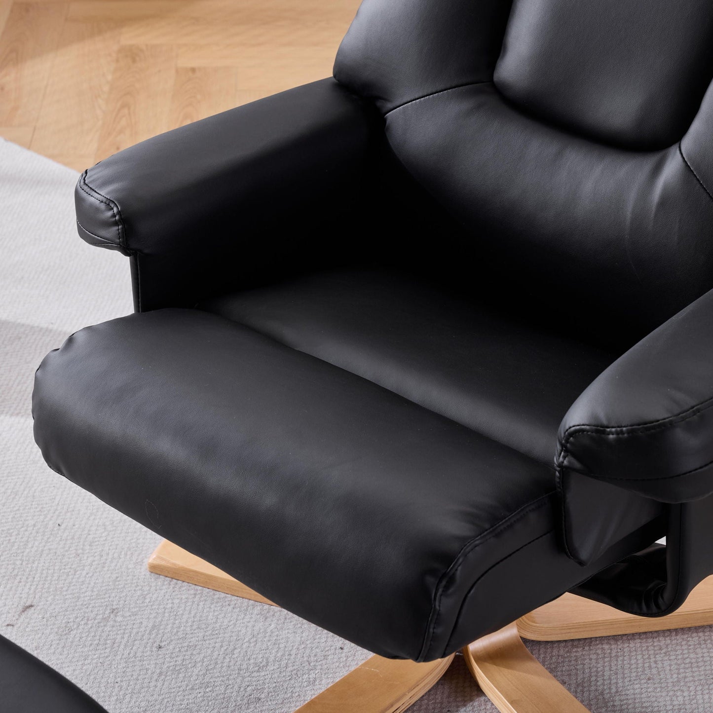 Upholstered Heated Massage 360° Swivel Accent Chair With Ottoman