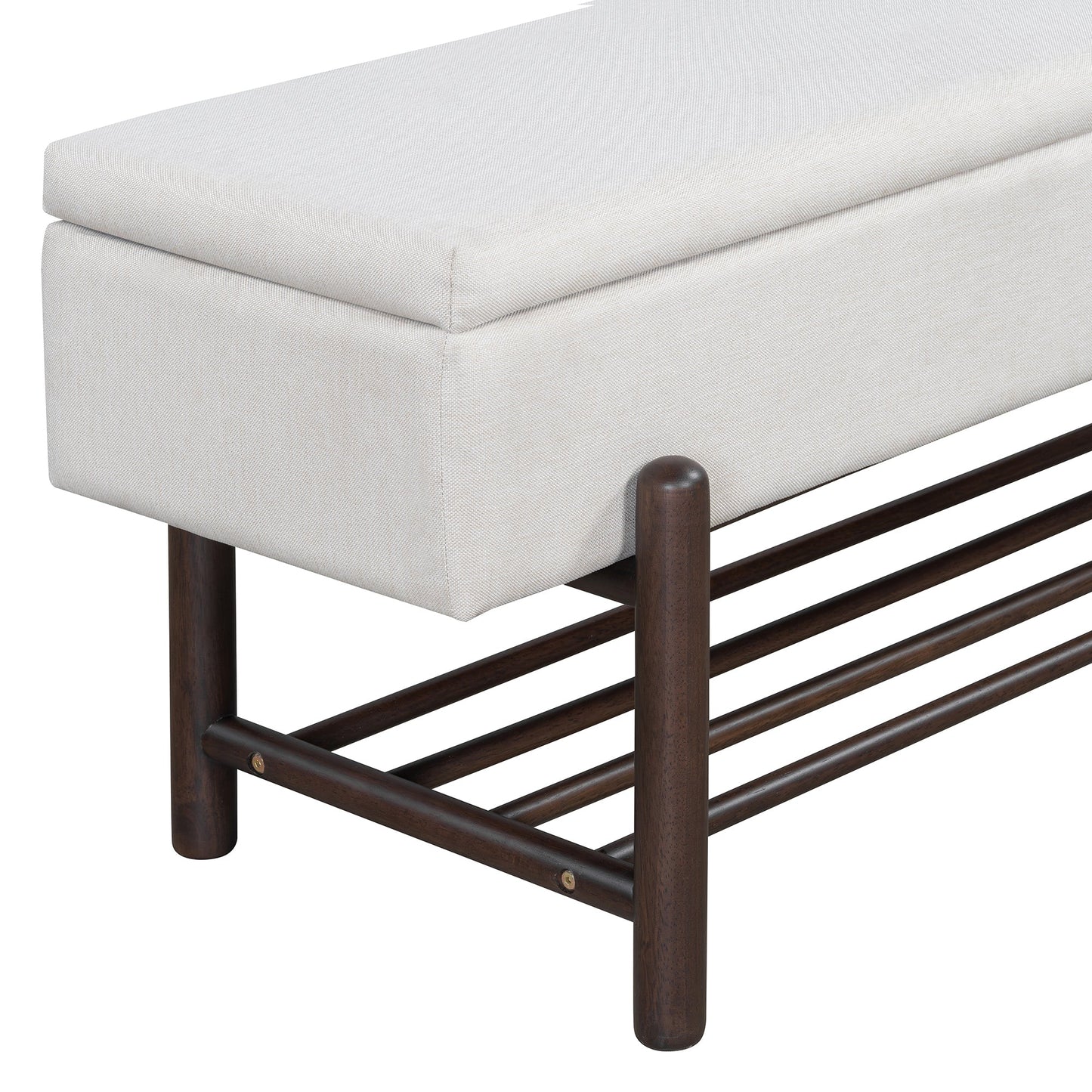 TREXM Farmhouse Upholstered Storage Bench with Hidden Compartment - Espresso