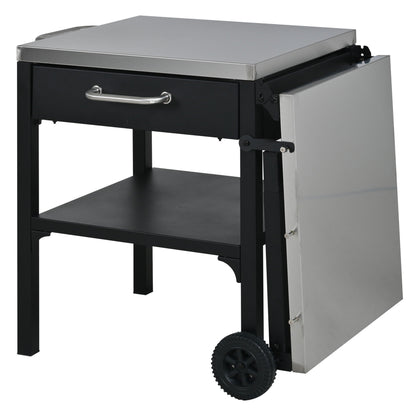Foldable Outdoor Kitchen Cart With Storage For Patio