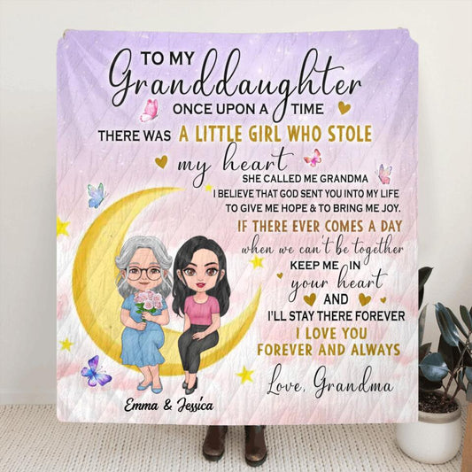 Personalized To My Granddaughter Quilt/Fleece Throw Blanket - Best Gift Idea For Granddaughter - There Was A Girl Who Stole My Heart