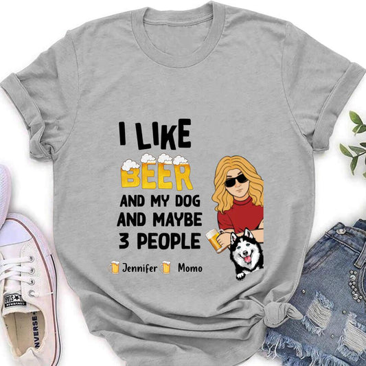 Personalized Dog T-shirt/Long Sleeve/Sweatshirt/Hoodie - Up to 4 Dogs - Mother's Day/Father's Day Gift Idea For Dog Lovers  - I Like Beer And My Dog And Maybe 3 People