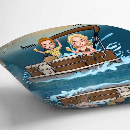 Personalized Pontoon Couple/Queen/Captain Pillow Cover/Quilt/Fleece Blanket - Couple/Man/Woman - Pontoon Gift Idea - The Pontoon Boat Is My Happy Place