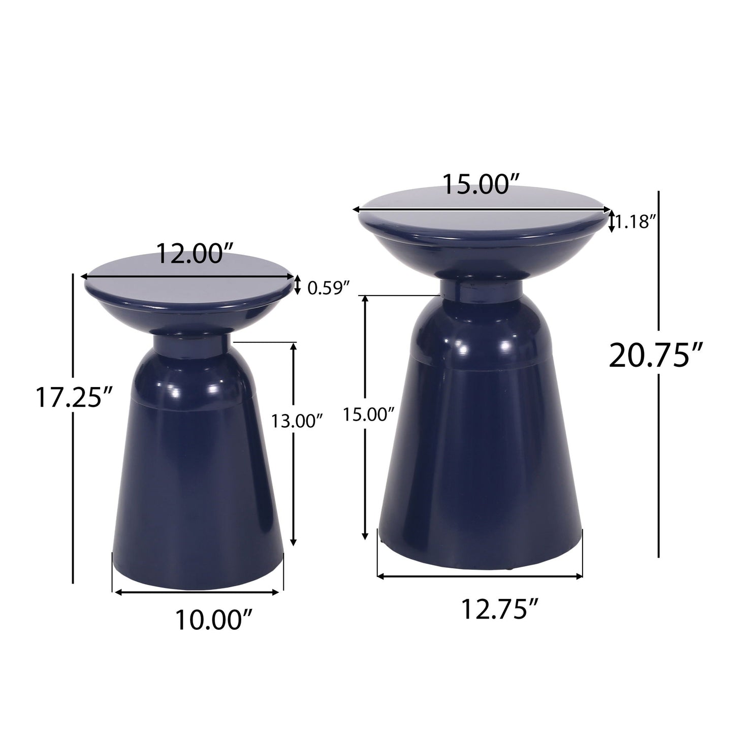 Serenita Outdoor Side Tables With Flared Design (Set of 2)