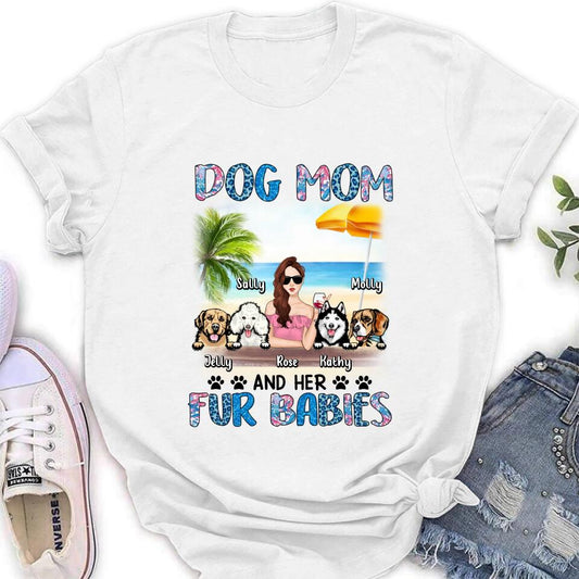 Personalized Dog Mom Summer Patterned Shirt/ Hoodie/Sweatshirt/Long sleeve - Up to 4 Dogs - Gift Idea For Dog Mom/Dog Lovers - Dog Mom And Her Fur Babies