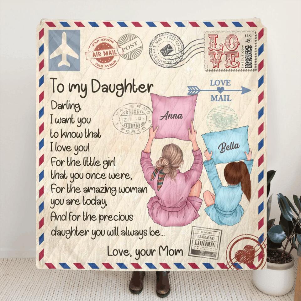 Personalized To My Daughter Fleece Throw Blanket/Quilt  - Best Gift Idea From Mom to Daughter/Birthday Gift - Darling, I Want You To Know That I Love You