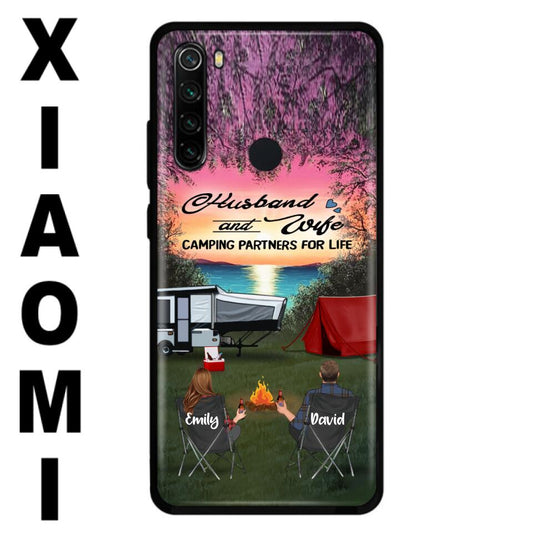 Personalized Camping Phone Case - Couple With Up to 3 Kids And 4 Pets - Gift Idea For Camping Lover - Husband And Wife Camping Partners For Life - Case For Xiaomi, Oppo And Huawei