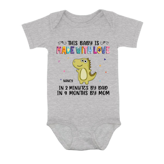Personalized Love Baby Onesie - Gift Idea for Baby/Mother's Day/Father's Day - This Baby Is Made With Love