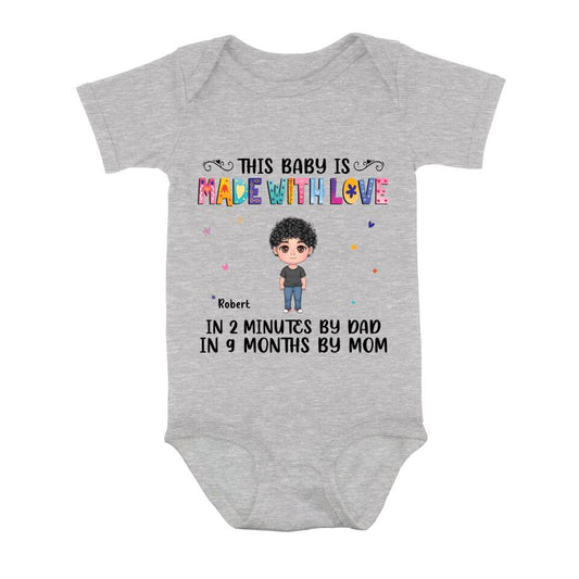 Personalized Love Baby Onesie - Gift Idea for Baby/Mother's Day/Father's Day - This Baby Is Made With Love