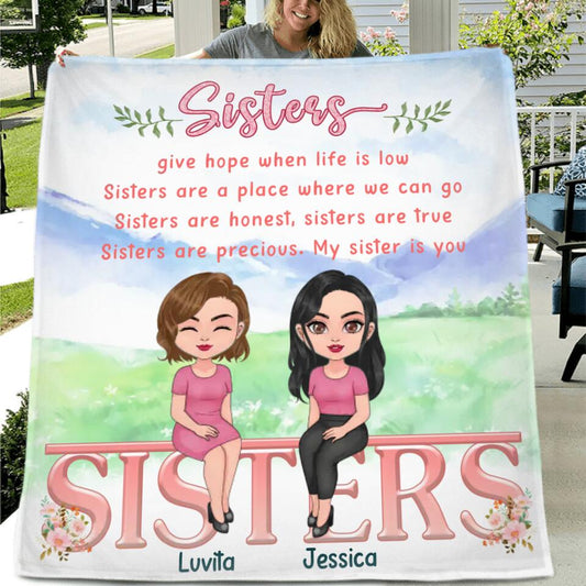 Personalized Sisters Father's Day - Gift Idea For Sister/Sibling - Up to 4 Sisters - Sisters Give Hope When Life Is Low