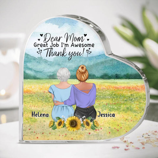 Personalized Mom & Daughter Acrylic Plaque - Mother's Day Gift Idea From Daughter - Dear Mom Great Job I'm Awesome
