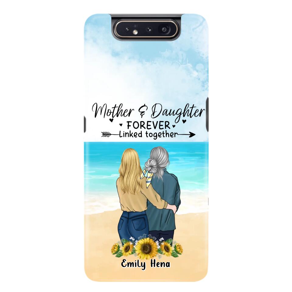 Custom Personalized Mom & Daughter Phone Case - Mother's Day Gift Idea From Daughter - Mother & Daughter Forever Linked Together - Cases For iPhone/Samsung